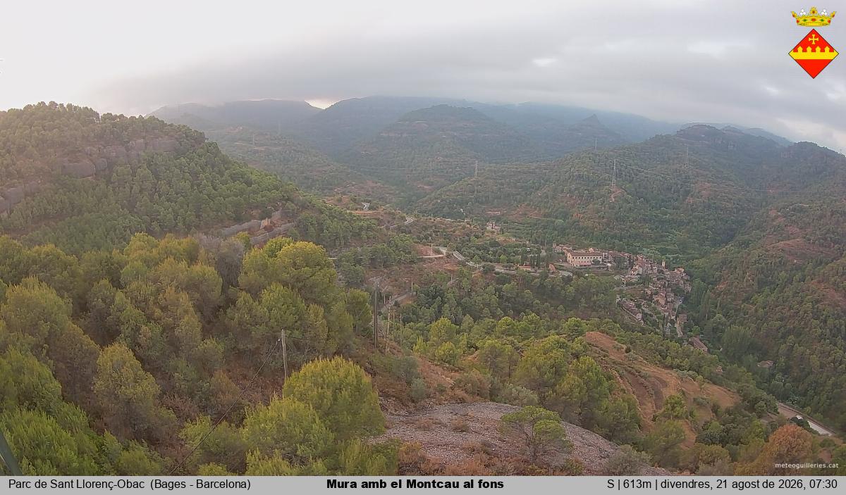 Mura amb el Montcau al fons