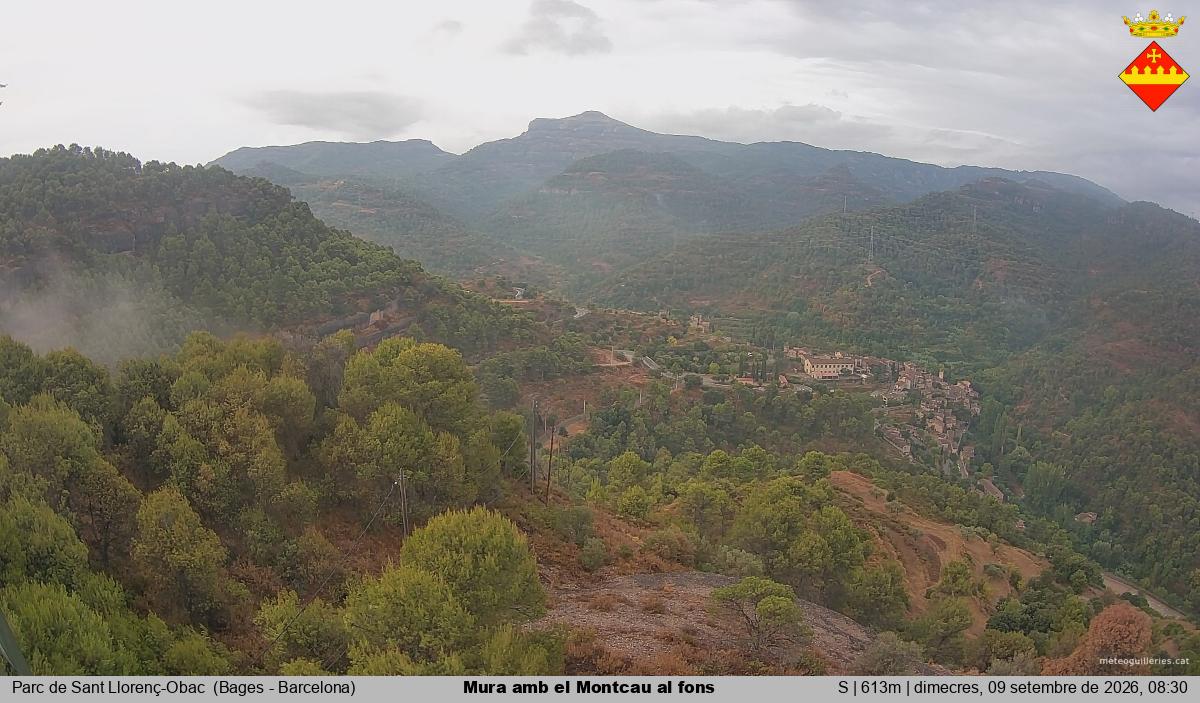 Mura amb el Montcau al fons