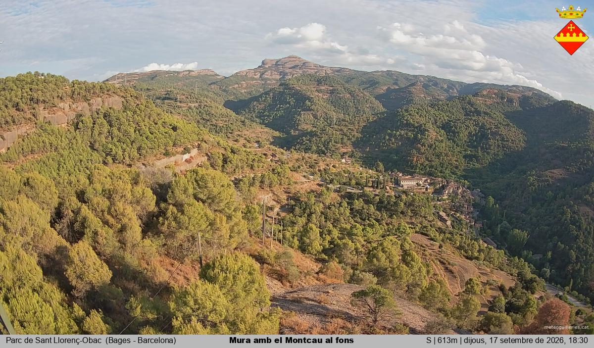 Mura amb el Montcau al fons