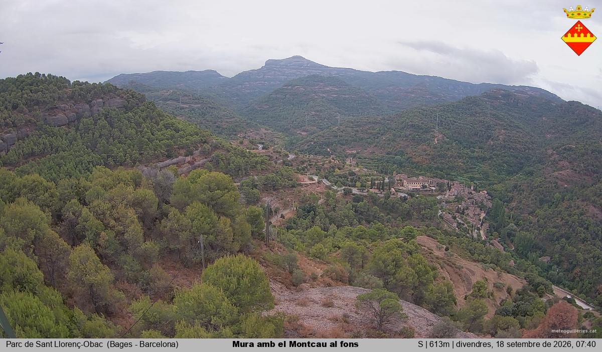 Mura amb el Montcau al fons