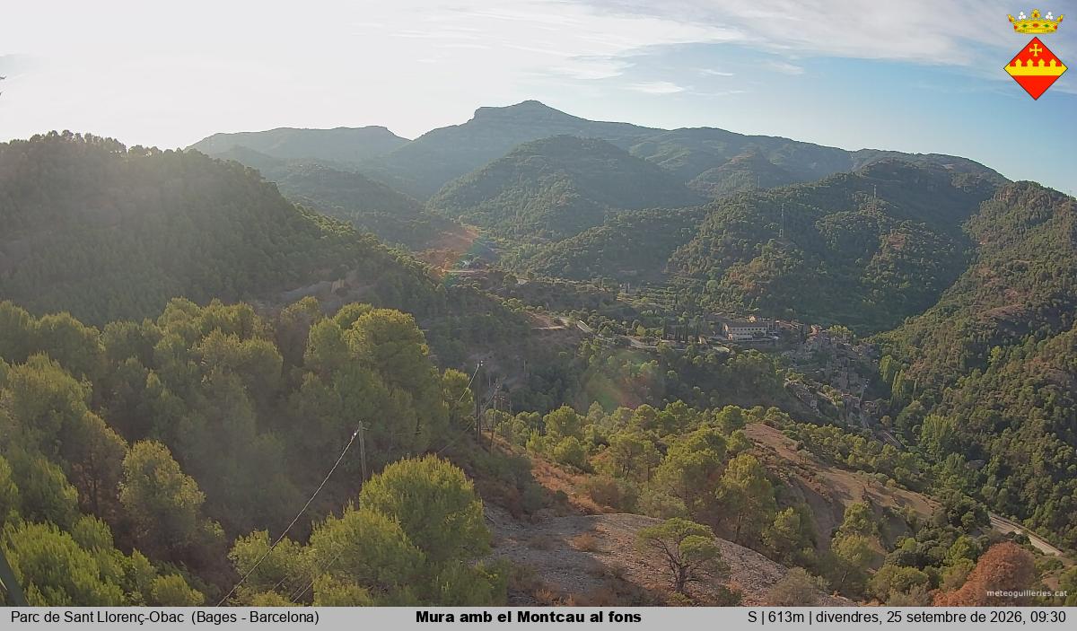 Mura amb el Montcau al fons