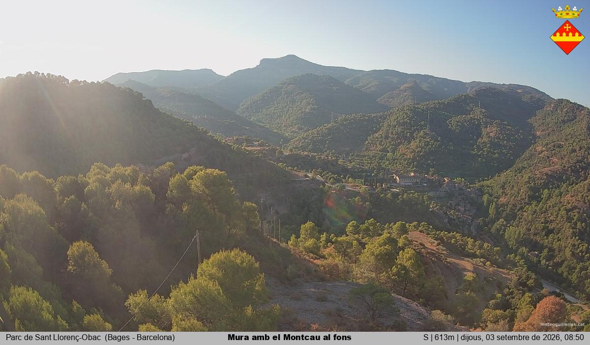 Mura amb el Montcau al fons