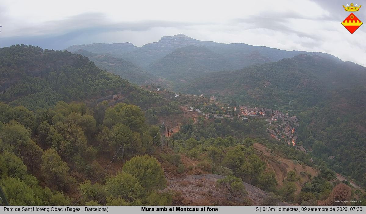 Mura amb el Montcau al fons
