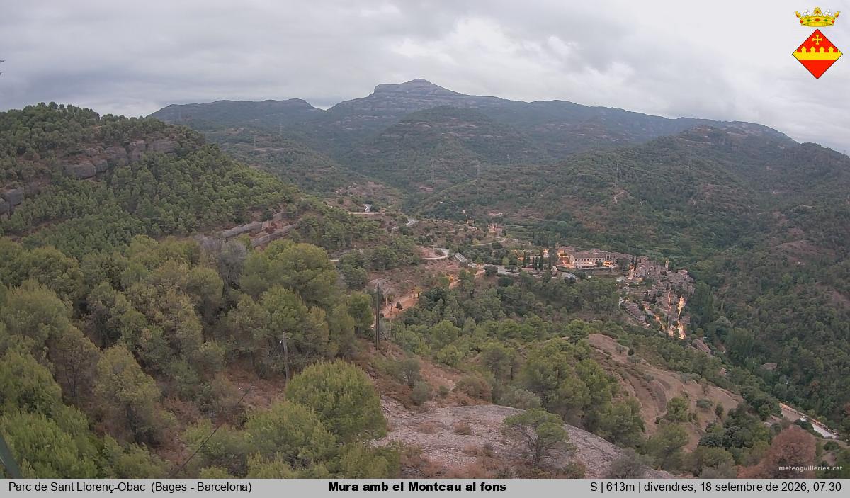 Mura amb el Montcau al fons